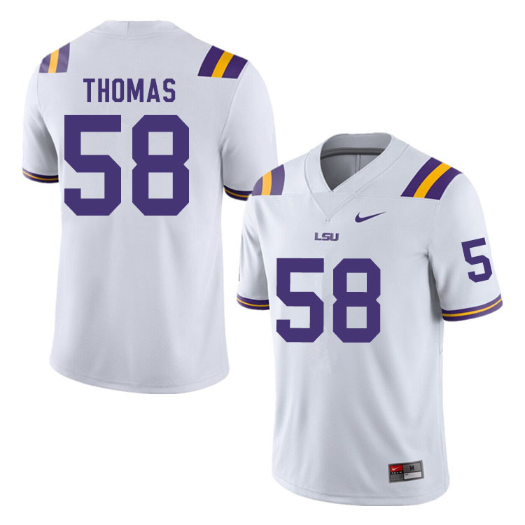 Men #58 Kardell Thomas LSU Tigers College Football Jerseys Sale-White